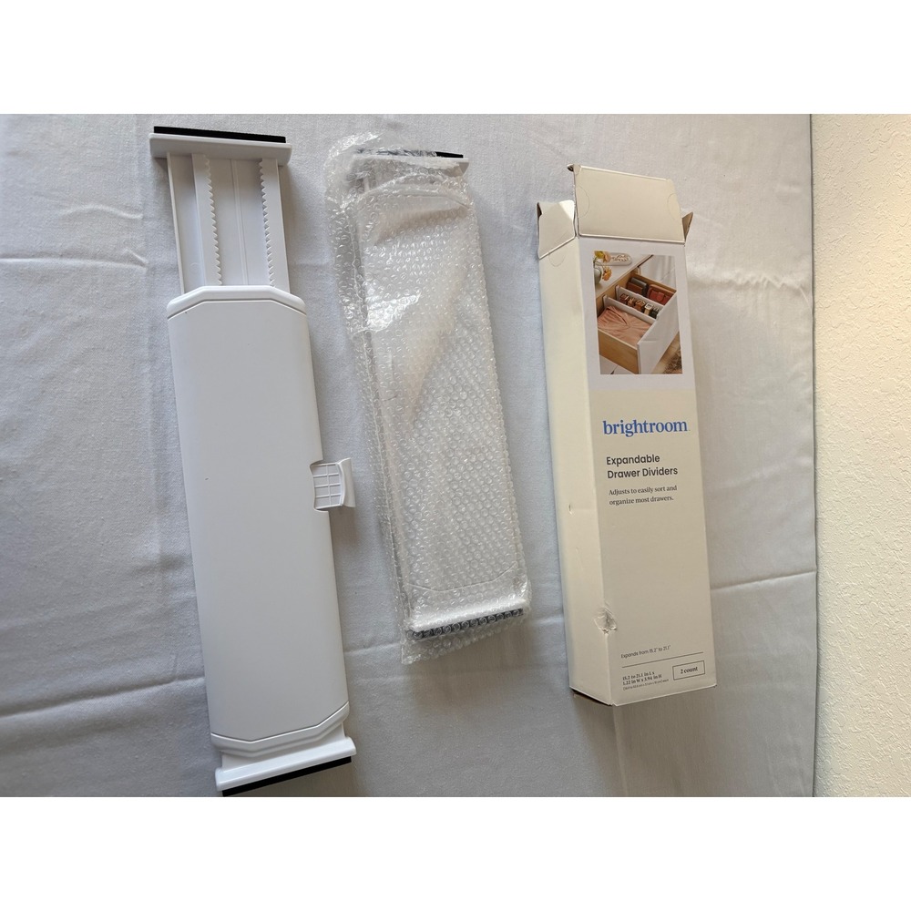 Brightroom Expandable Drawer Dividers White 2 Count 15.2 to 21.1 Inches New‎